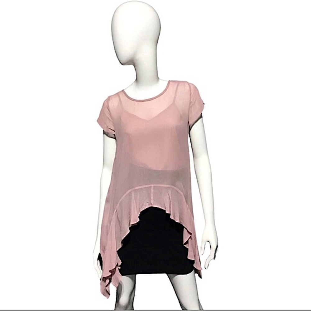 bebe Pink Flowy Top with Exaggerated Ruffles - Picture 9 of 11